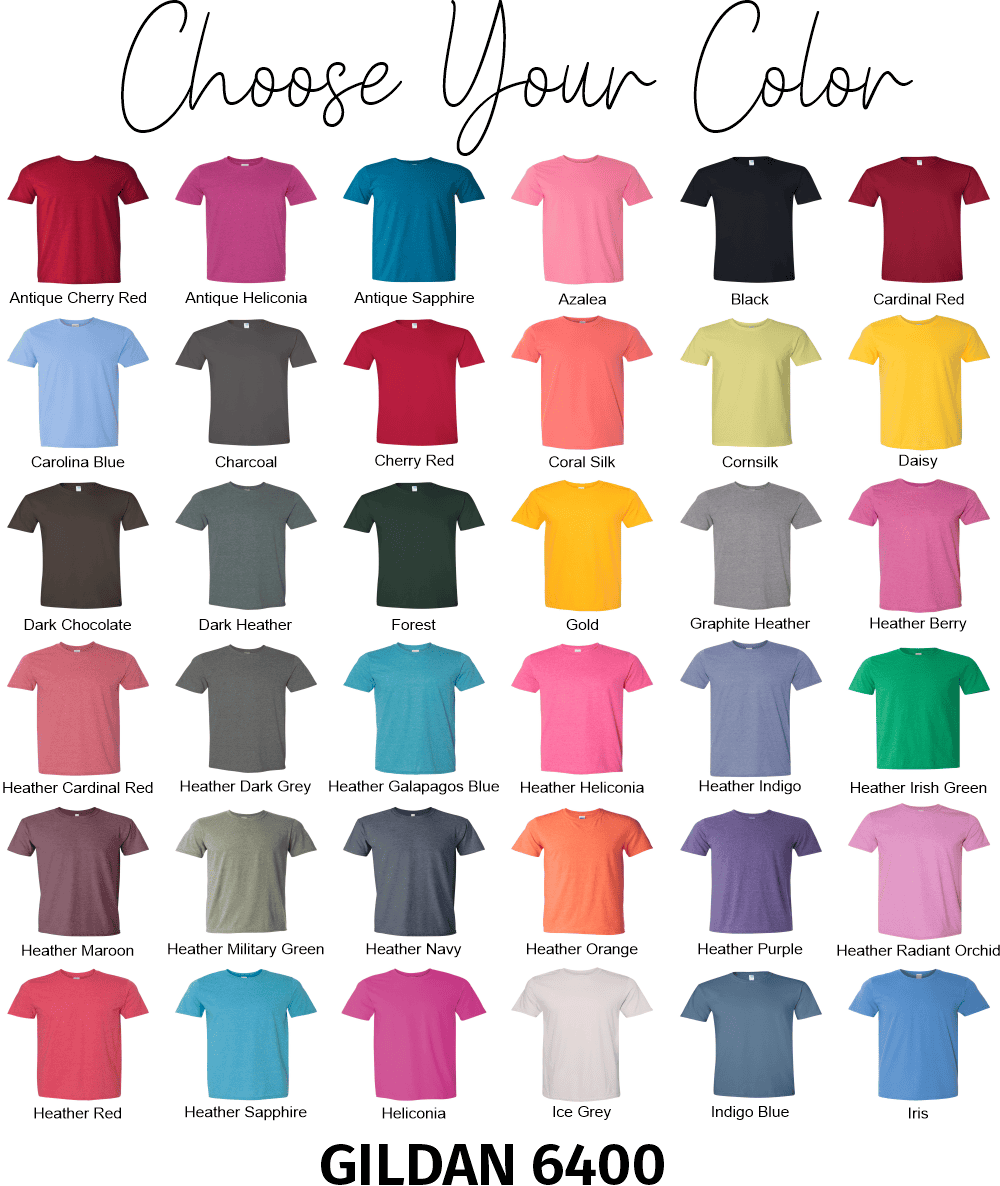 Gildan Softstyle 64000 Color Chart – Printable T-Shirt Color Guide (PNG + PDF)