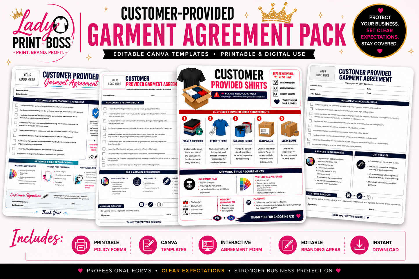 Customer-Provided Garment Agreement Pack