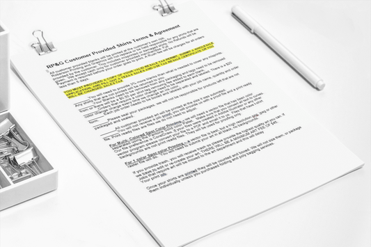 Customer Supplied Shirts Agreement